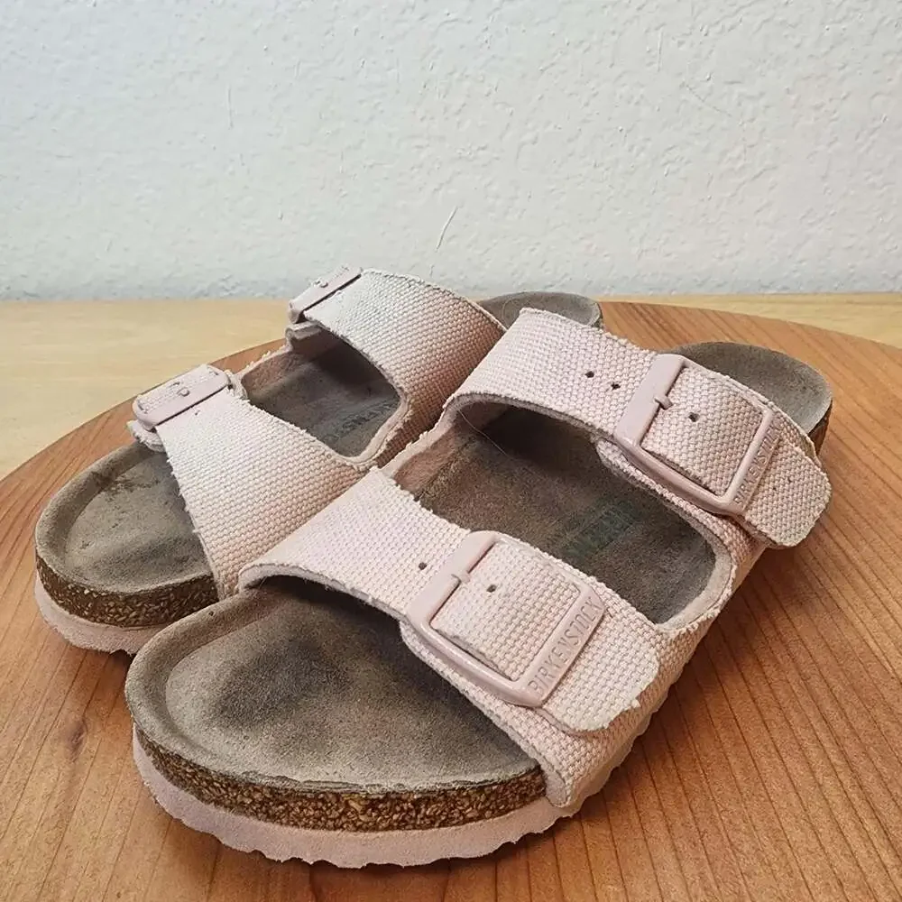 Birkenstock Arizona Sandals Kids Size 13 EU31 Pink Canvas Vegan Buckle
